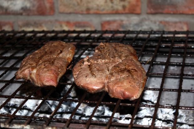 Steaks over the coals